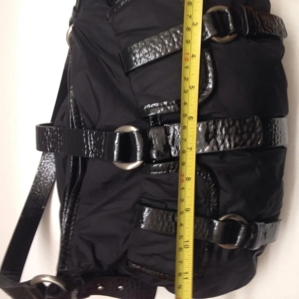 COLE HAAN nylon patent leather hobo shoulder bag